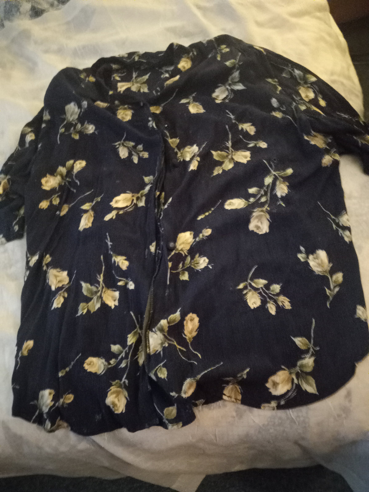 Women's Navy Blue Flowered Button Front Tunic Shirt - Size 20W - 22W