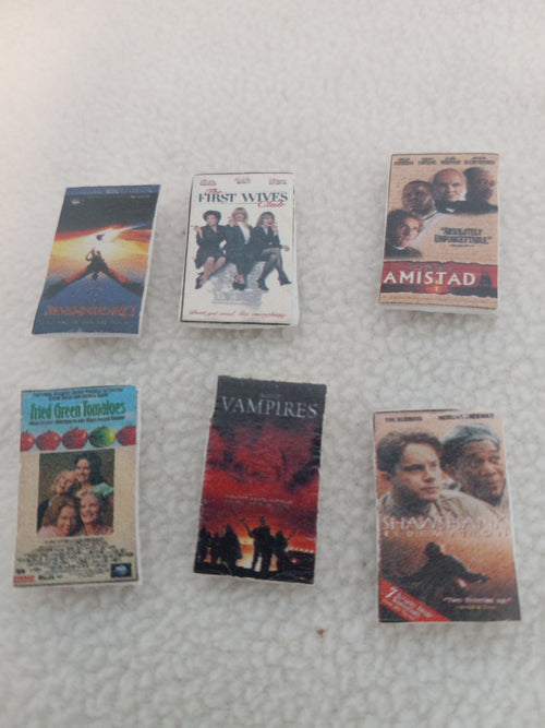 Dollhouse Miniatures - Lot of 6 Miniature VCR Movie Tapes