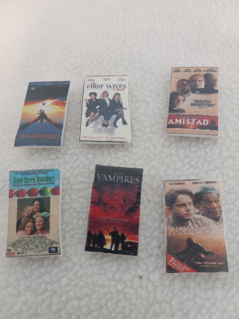 Dollhouse Miniatures - Lot of 6 Miniature VCR Movie Tapes