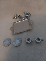 Dollhouse Miniatures Aluminum "Silver" Tea Set for 2 - 1/12th Scale