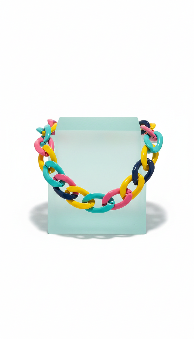 Tropical Aqua Chunky Chain Necklace